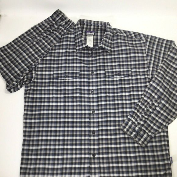 Patagonia Shirt Men's Size L Organic Cotton Button Front Long Sleeve Plaid Blue - Picture 7 of 10